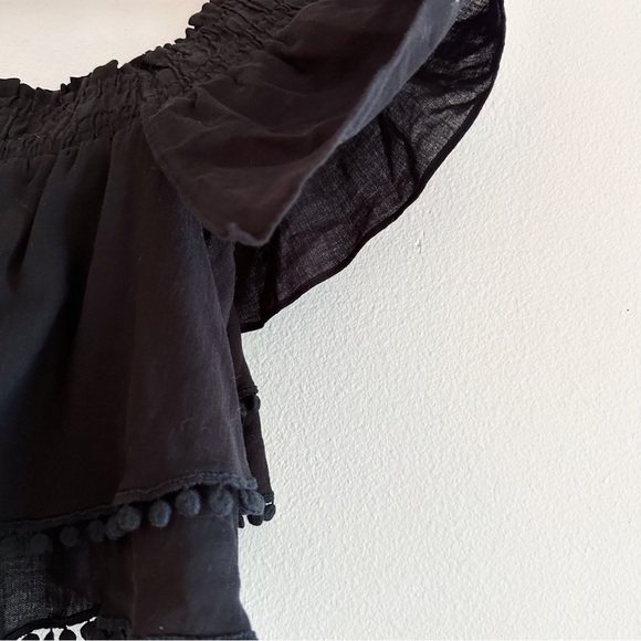 Apiece Apart Rosal Off the Shoulder Layered Black Crop Top 100% Cotton - Picture 3 of 12